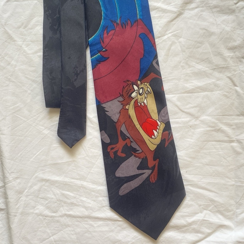 Taz Looney Tunes Tasmanian Devil Warner Bros Neck Tie 1995 vtg GUC